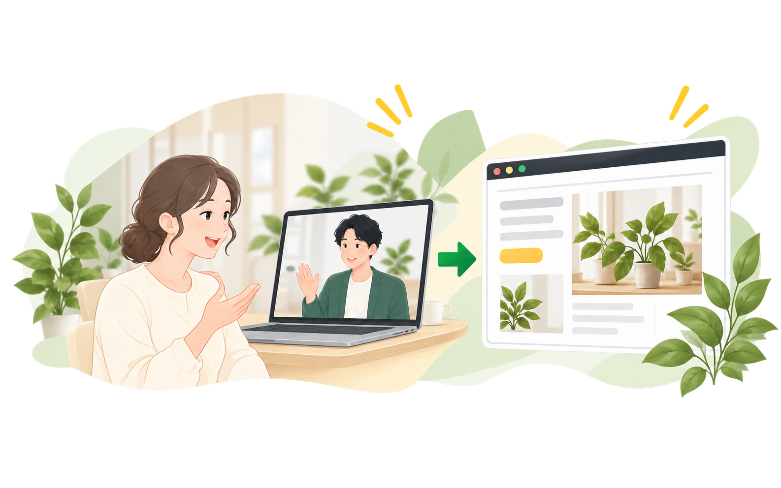 オンラインで一緒に制作する二人のイメージ。Ryuichi本人の肖像ではありません